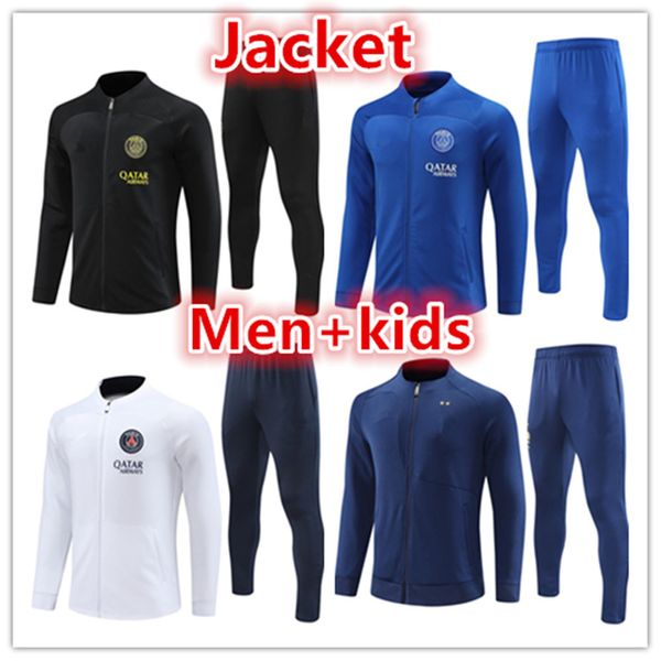 22 23 24 PSGS Männer Kinder Trainingsanzug Fußballjacke Kit Survêtement 2022 2023 PSGS MBAPPE Fußball voller Reißverschluss Jacken Trainingsanzüge Trainingsanzug Jogging-Kits-Sets