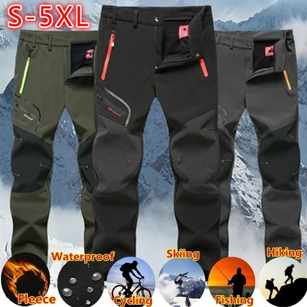 Männer Hosen Winter Wasserdichte Outdoor Wandern Trekking Angeln Camping Sport Hosen Männlichen Casual Samt Soft Shell Cargo 230325