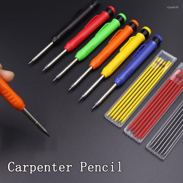 Lápis de carpinteiro 3 líderes de construção de cores para cimento Wood Metal Metal 2,8mm Mechanical Automatic Pencil Pennic