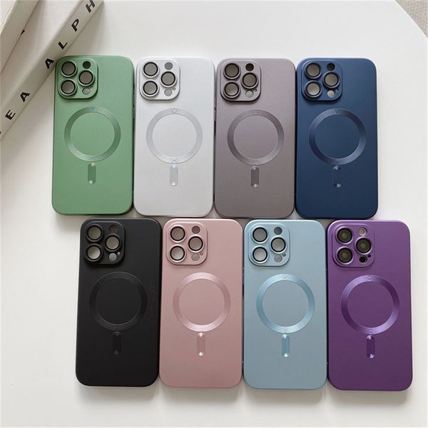 Magsafe All-Inclusive Case Case Soft Shock-Shoper Seatural со стеклянной пленкой Metallic Paint Sense Back Cover для iPhone 14 Plus Pro Max 13 12 11 XS XR X 7G 8P