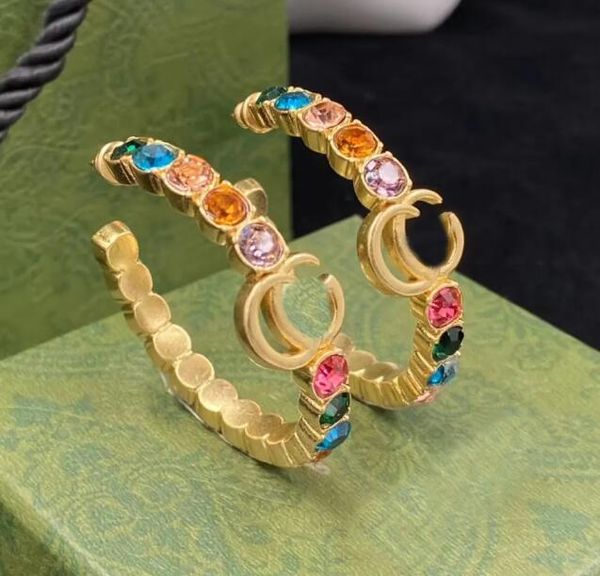 2023 Nieuwe Hoepel Kleur Diamond Hoop Huggie Oorbellen Aretes Orecchini Mode Persoonlijkheid Grote Cirkel Oorbellen Vrouwen Bruiloft Designer Sieraden