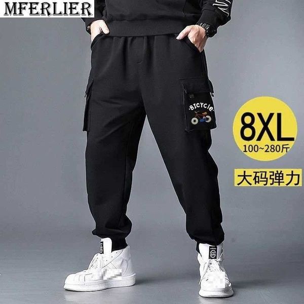 Herrenhose Sommer Frühling Herren Cargohose Taschen Plus Größe 8XL Lässige Sport-Jogginghose Safari-Stil Outdoor-elastische Hose Lose 52 54 56 W0325