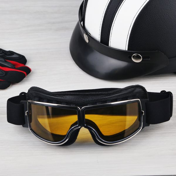 Outdoor Eyewear Faltbare Retro Motocross Brille Vintage Leder Motorradbrillen Windproof atmungsaktives Moto -Radsporthelm -Rollbrillen 230325 230325