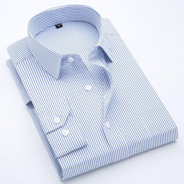 Camicie da uomo camicie business a strisce verticali camicia a maniche lunghe classiche lavoro da lavoro formale da lavoro da lavoro blu bianco lavoro sh