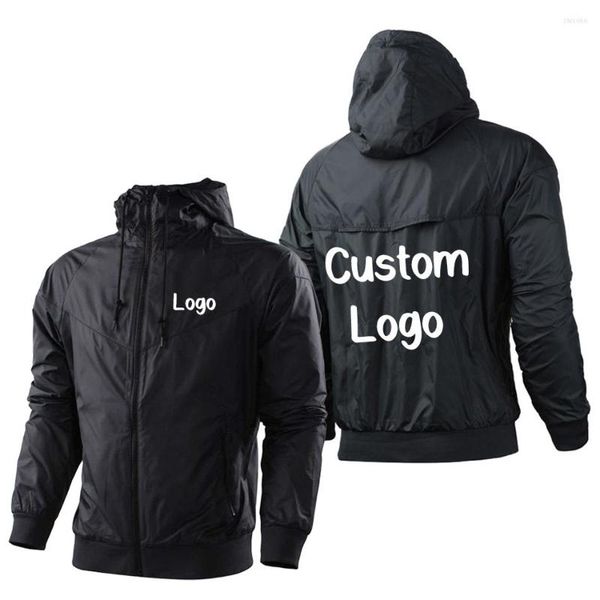 Jackets masculinos logotipo de impressão diy Texto masculino Capolhão de água de água masculino Breaker casual masculino roupas personalizadas de outono homens