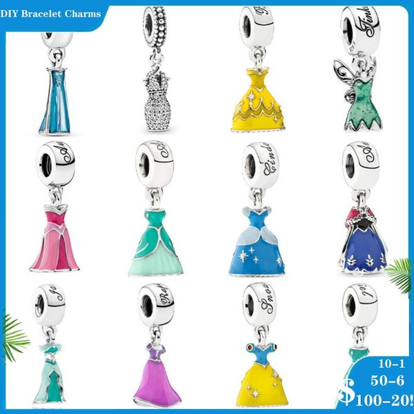 925 Silberperlen Charms für Pandora Charm-Armbänder Designer für Frauen Beauty Princess Rock Hangle