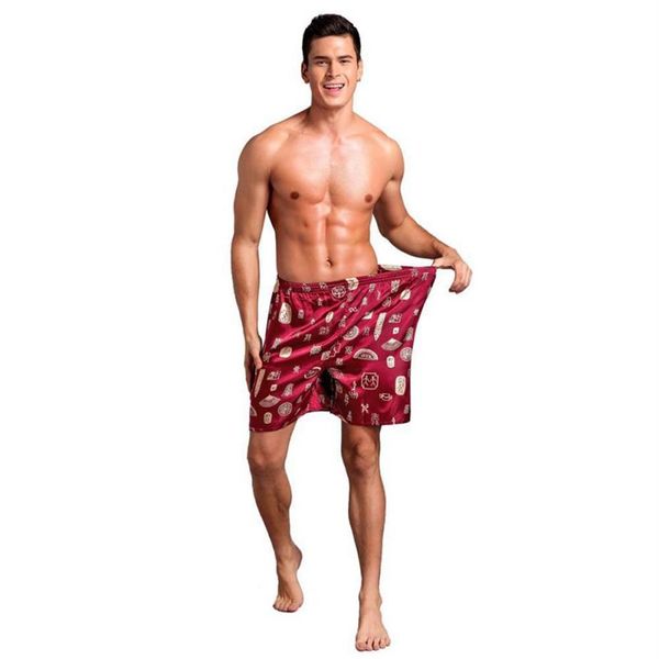 Calções de pijama de seda de cetim soltos masculinos de verão pijama de verão macio cueca boxer pijama sexy pijama de pijama hom247w