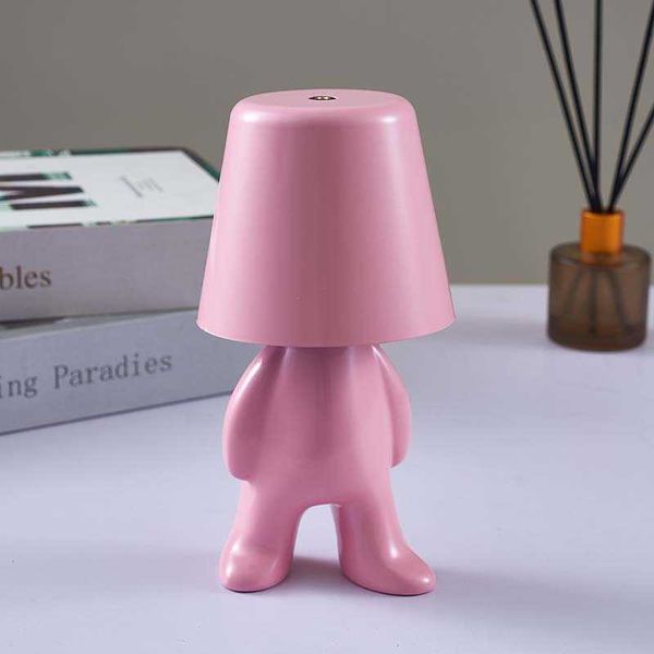 Luzes noturnas nórdicas cromo nórdico Little Golden Man Table Lamp Room de sala de estar de cabeceira do quarto infantil Luzes noturnas lâmpadas de mesa criativa vermelha p230325