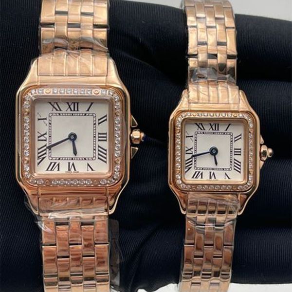 Damenuhr Mode 22 * 30MM 27 * 37MM Zifferblatt Uhren hochwertige Gold / Silber Edelstahlband Business Quarz Damenuhren mit Diamant Montre de Luxe Uhren DHgate