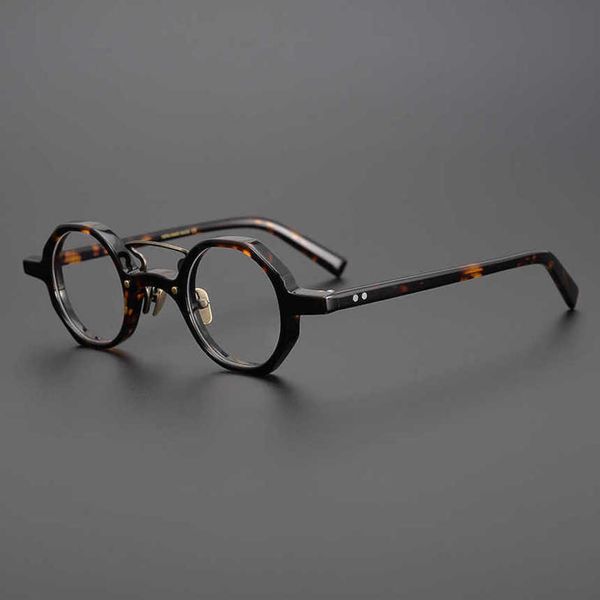 Óculos de sol da moda de designer de luxo 20% de desconto em tortoeshell color japonês quadrado de óculos irregulares feitos à mão Altura de homens mulheres face pequena face
