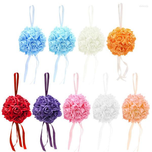 Dekoratif Çiçekler Pomander Ball Gül Formu Pew Bows Düğün Partisi Malzemeleri Geleneksel Nedime Buketleri Dropship
