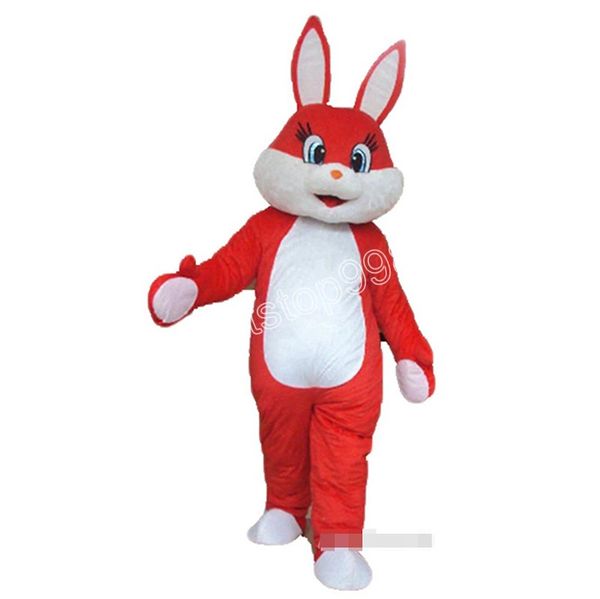 Novo masculino de coelho branco e vermelho trajes de trajes de vestido de festas de festa de canto de desenho animado de desenho animado