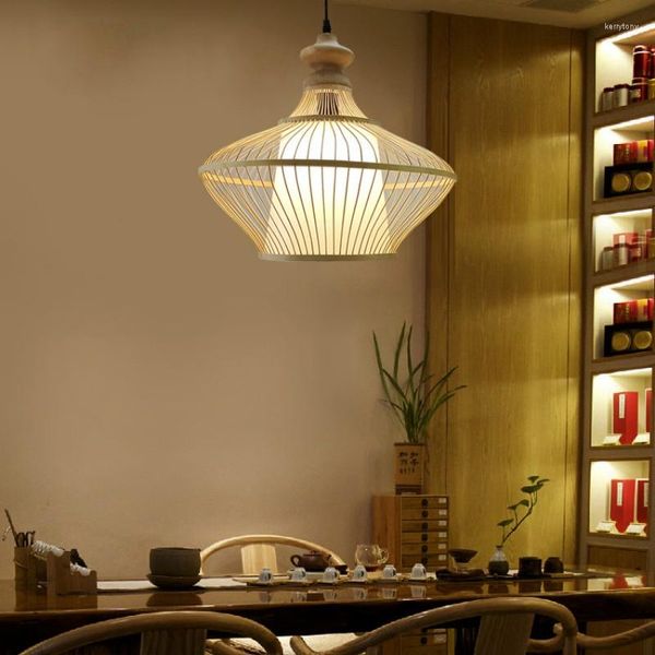 Avizeler Mifuny Chandelier Çin Vintage El Yapımı Bambu Taç Egzotik Restoran Oturma Odası El Tavan Işık Led Lamba
