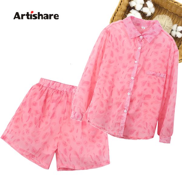 Roupas conjuntos de roupas garotas roupas de verão de roupas de leopardo curto, estilo casual de estilo infantil 6 8 10 12 14 230327