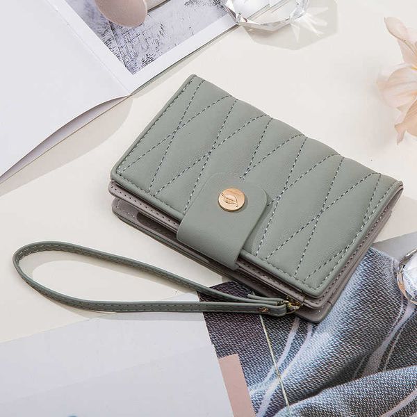 Brieftaschen Neue Frauen Marke Designer Thread Medium Brieftasche Reißverschluss Geldbörse Kartenhalter Shout Geldbörse Weibliche Kupplung Brieftasche Damen Carteira G230327