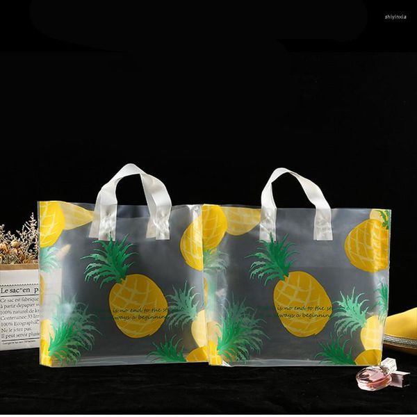 Hediye sargısı 50pc ananas plastik torbalar kalınlaşmış ve dayanıklı depolama alışverişi giyim paketleme çantası saplı şeker sarma