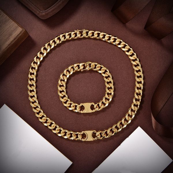 Goldene kubanische Gliederkette, klobige Gliederketten, 18 Karat vergoldete Designer-Halskette für Männer und Frauen