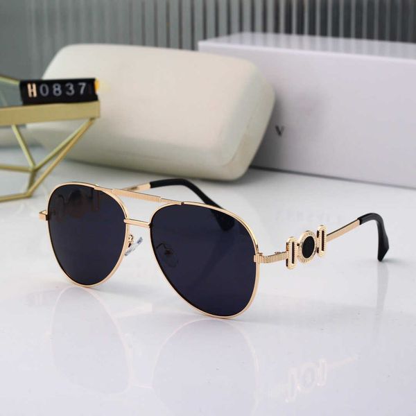 Luxus-Designer-Versage-Sonnenbrille für Herren und Damen, Vercace-Sonnenbrille, modische Krötenbrille, bedruckt, dünne Reise-Sonnenbrille, UV-Schutz, Goldstaub, 0837