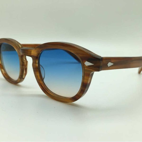 SPEIKE Occhiali da sole stile Lemtosh Johnny Depp personalizzati di alta qualità Occhiali da sole rotondi vintage di alta qualità Occhiali da sole con lenti blu-marrone con scatola