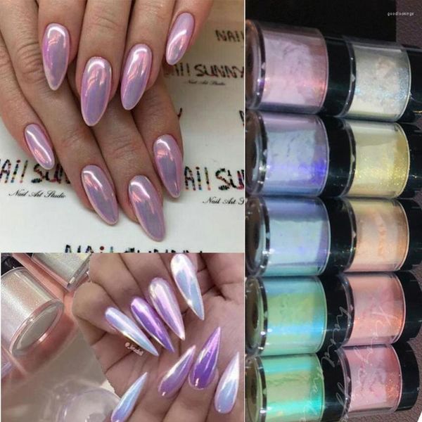 Nail Glitter 2023.1.12 Holographic Neon Shimmer Powder Ultra-fine Aurora Ice Muscle Chrome 1-jAR (5g) Bottiglia sfregamento