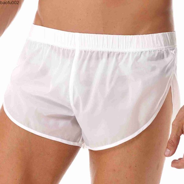 Shorts masculinos masculino tronco de natação semi-transparente shorts de natação shorts elásticos boxer shorts rápidos seco
