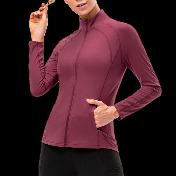 Roupas Yoga Mulheres Esporte Jaqueta Zíper Yoga Slim Casaco Roupas Quick Dry Fitness Jaqueta Running Hoodies Stand Collar Sportwear Gym Workout Top 230327