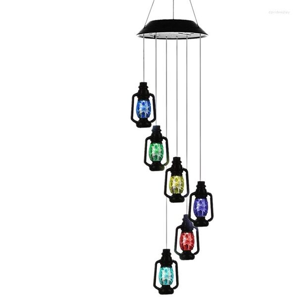 Cambiare lanterne ad energia solare Wind Chime Mobile LED Light Gzero Spiral Spinner Windchime Portable Outdoor For
