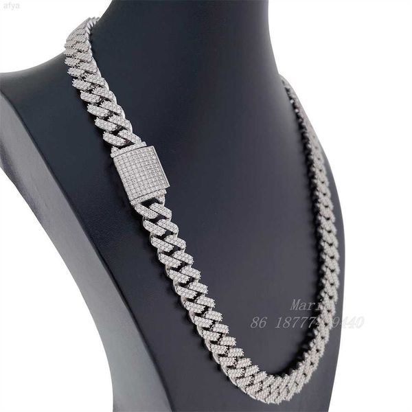 Box Lock Icedout Diamond Custom Cuban Link Chain S925 Halskette Moissanit