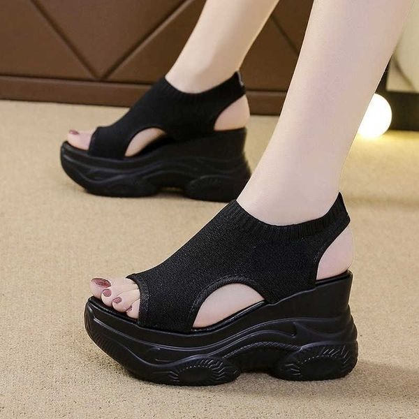 Sandalen Comemore Frauen Sport Sandalen Mesh Casual Damen Keil Schuhe 2022 Plattform SlipOn Weibliche Alias Weichen Dicken Boden Weiß Mujer Z0325