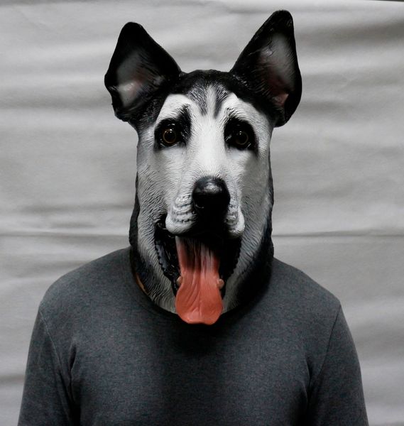 Máscaras de festa Halloween Siberian Husky Dog LaTex Mask Animal Dog Máscara Faculdade Cosplay Costume adulto 230327