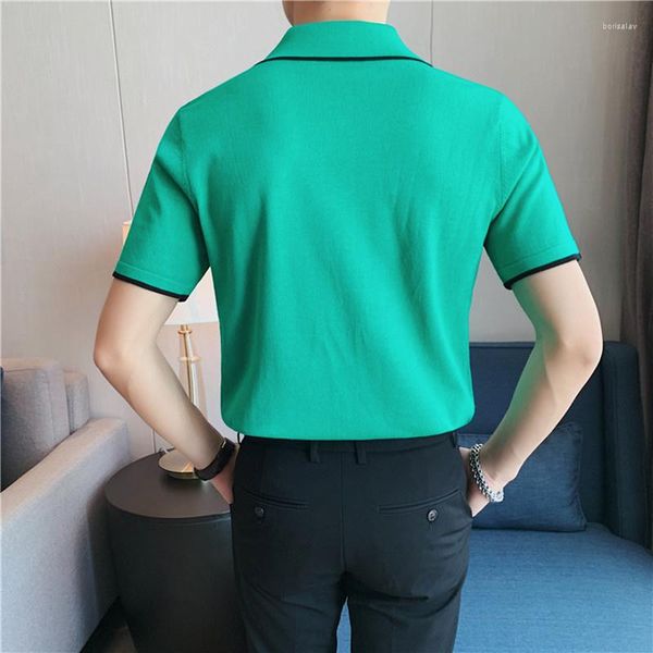 Polos maschile 2023 Black/Khaki/Green Summer Contrast Colori Contrast Colori a manica corta Shirt Maglie Abbigliamento Abbigliamento giù per il collare topstees