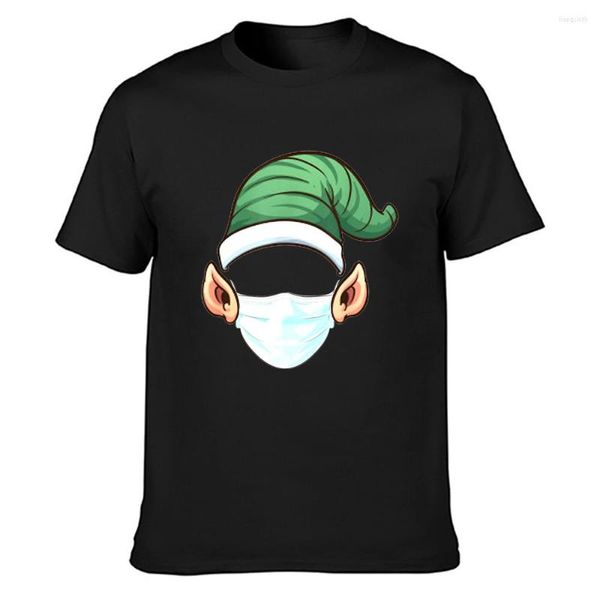 Herren T-Shirts 2023 Weihnachtsshirt Elf trägt Maske Coole individuelle atmungsaktive Baumwolle Sommerstil Übergröße S-5XL Geschenk Original