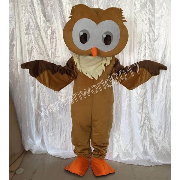 Hot Sales Brown Owl Mascot Costume Simulação de caráter de desenho animado traje adultos roupas de natal vestido de fantasia para homens para homens mulheres