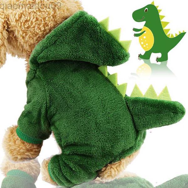 Hundebekleidung Haustier Katze Hund Dinosaurier Kostüm Hoodie Fleece Kätzchen Welpe Vierbeiner Pyjama Outfits Dino Cosplay Anzug Katzen Kleidung Overalls AA230327