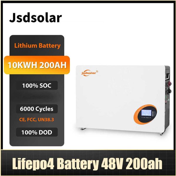 Jsdsolar Solar LFP Lifepo4 Batterie 200 Ah 48 Volt 10 kWh 200 Ampere 51,2 V Power Wall Home Lithium-Ionen-Batterie für die Energiespeicherung zu Hause