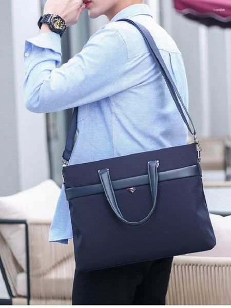 Evrak çantaları erkek çanta çantası evrak çantası ataşe kılıfı iş rahat çanta resmi oxford tuval laptop çantaları omuz omuz siyah mavi