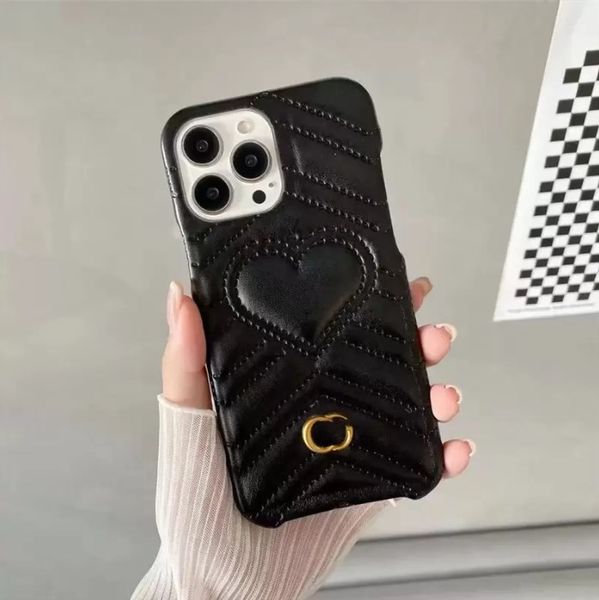 Casos de telefone de grife para iPhone 14 Pro Max Plus 13 12 11 Couro móvel PhoneCase Luxury Gold G Letter Fashion Case Caso 10 Color New