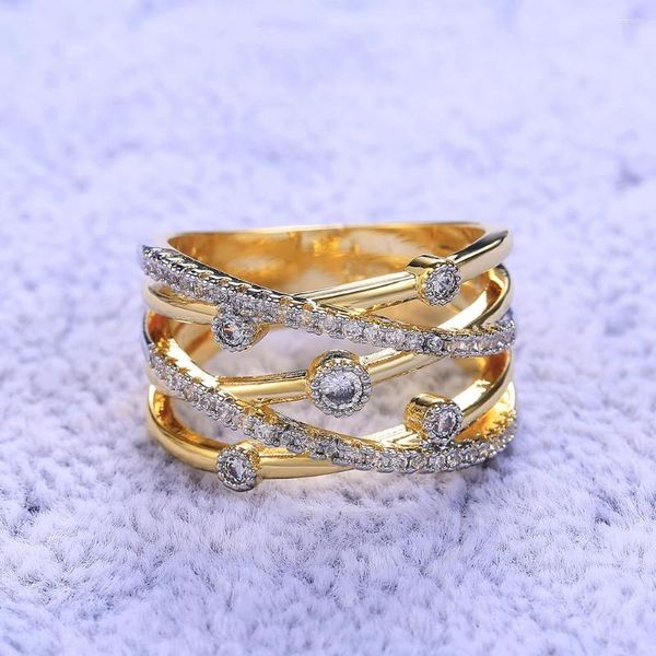 Anéis de casamento Bettyue Mulheres tocam a idéia de órbita planetária Goldrose Gold Color Cerimony Punk Party Cubic Zirconia Gift