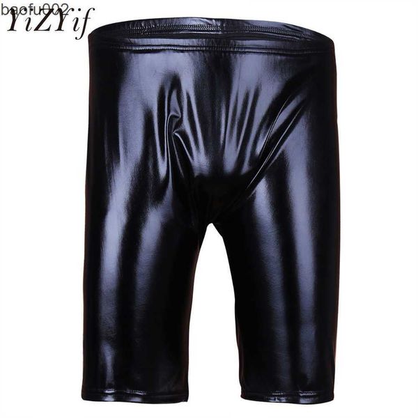 Herren-Shorts YiZYiF Männer Dessous Weiche Wet Look Patent Leder Boxershorts Männlich Fitness Bodybuilding Workout Mann Mode Praxis Shorts W0327