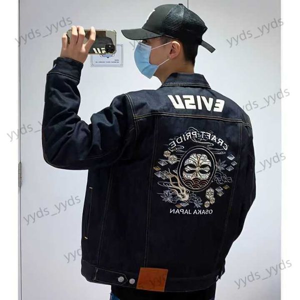 Herrenjacken Freizeitjacke Herren Herbst Home Flower und japanisches Muster bestickte Paar Jeansjacke T230327