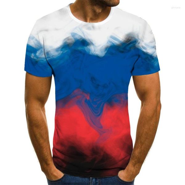 Herren T-Shirts 3D-Grafikdruck Russische Flagge T-Shirt Männer und Frauen Street Fashion Kleidung Harajuku T-Shirt