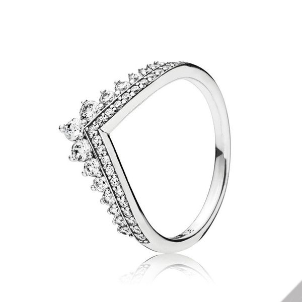 Настоящая серебряная серебряная принцесса Кольцо желания для Pandora Sparkling Cz Diamond Wedding Designer Jewelry для женщин подруги для подруги обручальные кольца с оригинальным боксерским набором