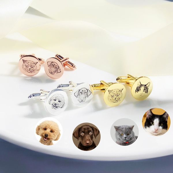 Cuff Links Cufflinks personalizados Picture Petos de animais de estimação comemorativa Cufflinks Presentes do Dia dos Namorados Presentes do Dia dos Pais 230325