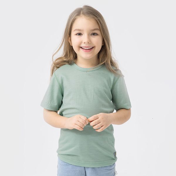 T-shirt T-shirt per bambini in lana merino a maniche corte 100% superfine lana merino 16,5 micro strati di base morbidi vicino alla pelle fuori porta asciugatura rapida 230327