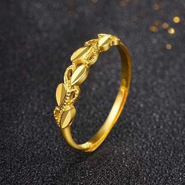 Anelli di banda Anelli in oro 24K per donne anelli vecchi oro oro anello di fidanzamento per matrimoni per le feste del cuore Leaf 2021 Gioielli in oro GIOITÀ GIOCCHI