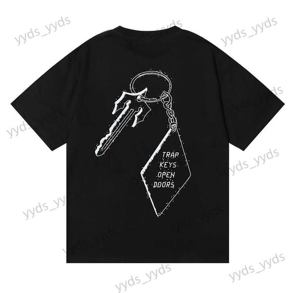 Herren T-Shirts Frühling/Sommer New Street Simple T-Shirt Loose Oversize Basic Key Print Kurzarm T-Shirt Herren T230404