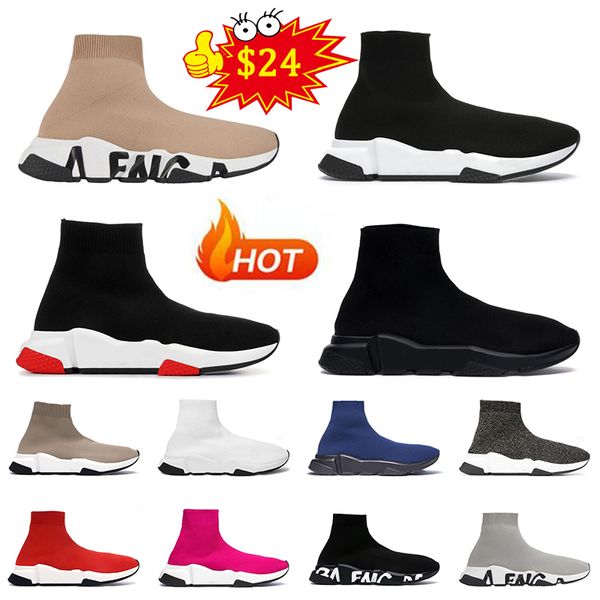 Hot Sock Boots Speed 1.0 Calzini Scarpe da ginnastica Uomo Donna Scarpe da ginnastica Speed Runner Boot Sport Runner Stivaletti Suola piatta Scarpe da ginnastica da jogging Outdoor Nero Bianco Graffiti