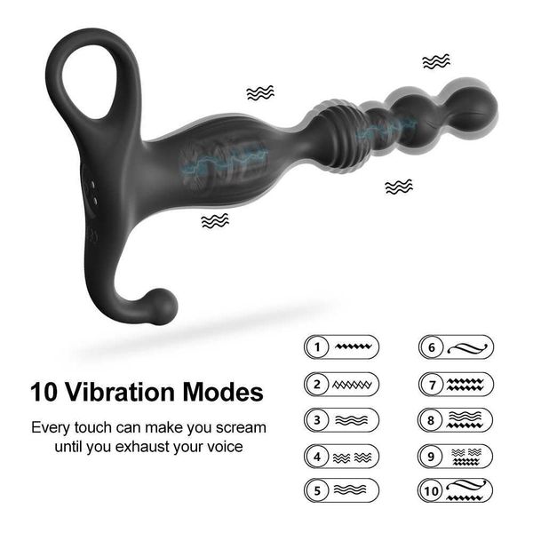 Novo vibrador de contas anal de silicone para homens homens vibrador para brinquedos anal plugues de bola anal massageador de próstata com brinquedos sexuais empurrando para adultos 230316