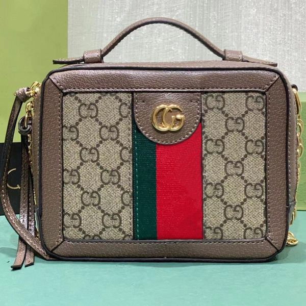 Bolsa Ophidia Câmera Crossbody GG Feminina Bolsas Ombro GGity Bolsas Bolsa Lona Couro Moda Letras Corrente Removível Vermelho Verde Fita Borlas