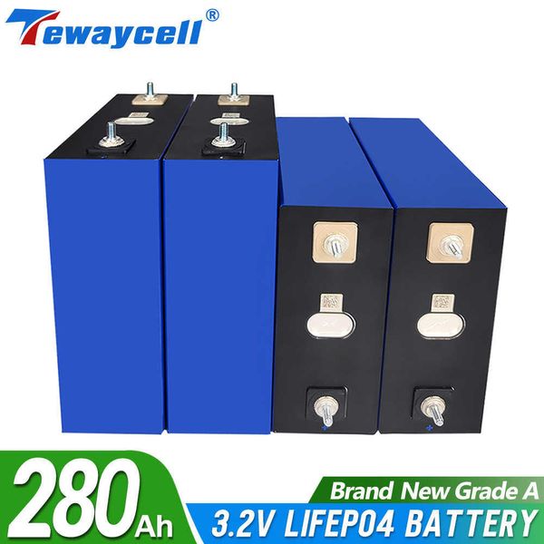 Tewaycell 280 Ah Lifepo4 12 V Klasse A wiederaufladbarer Akku, brandneues 3,2 V Lithium-Eisenphosphat, prismatische Solartechnik, steuerfrei